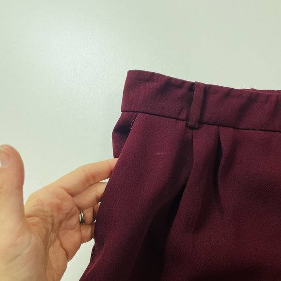 NWT By Anthropologie Sasha Wine Trousers Button Front Tapered Burgundy High Rise - Picture 7 of 16